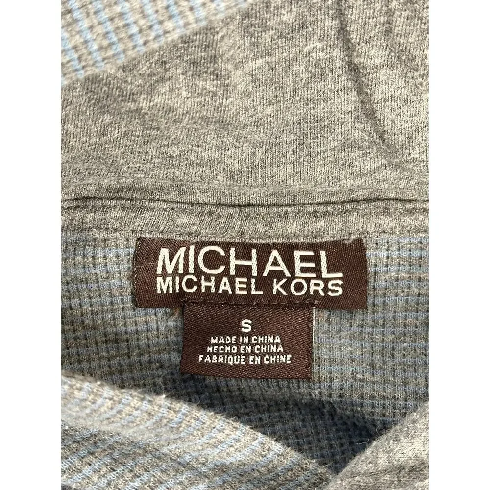 Michael Kors Blue Waffle Knit Hoodie Sweater Long Sleeve Winter Casual Comfort S